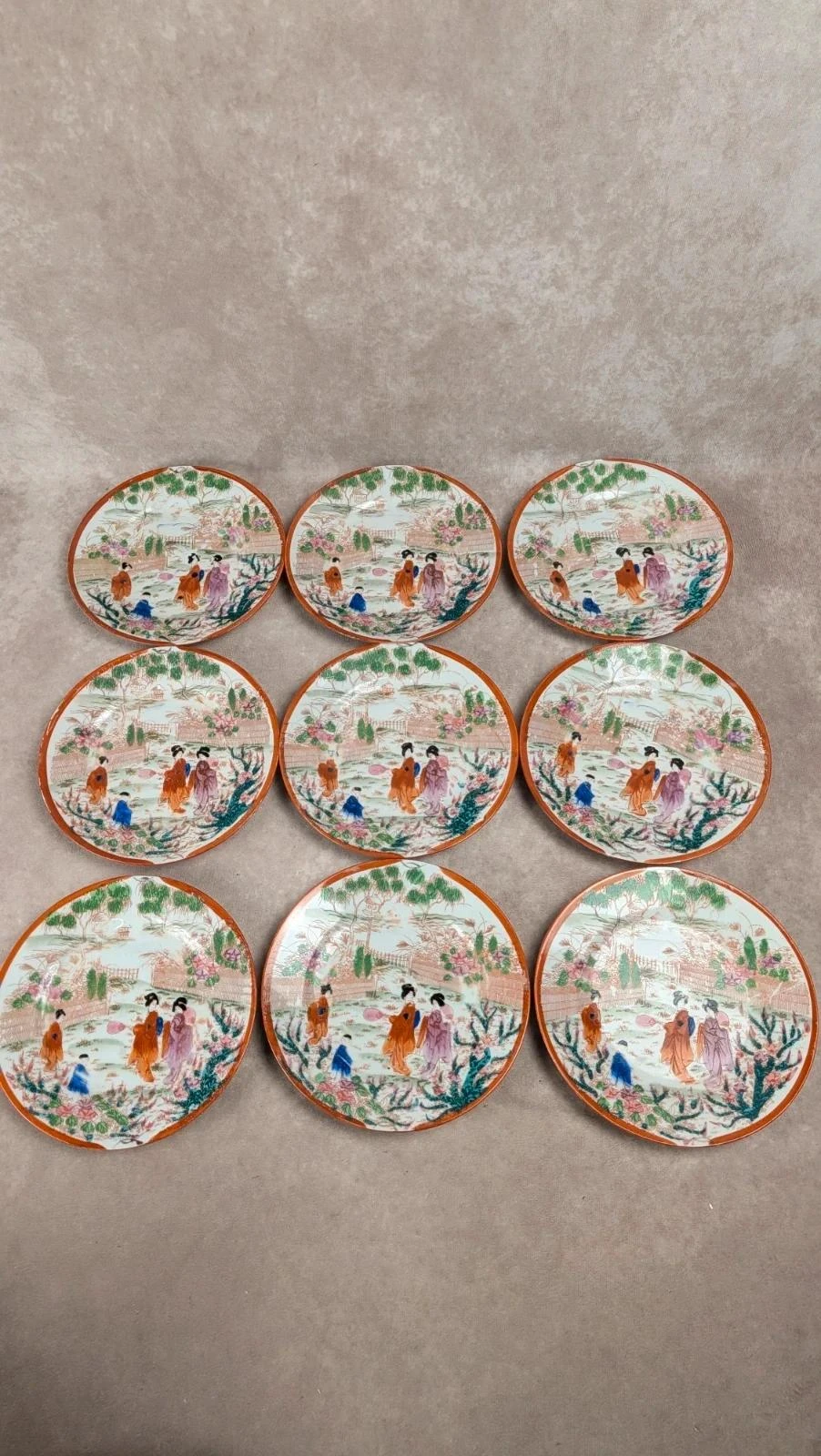 Lote de 9 platos + 1 plato grande estilo japonés antiguo – photo 6